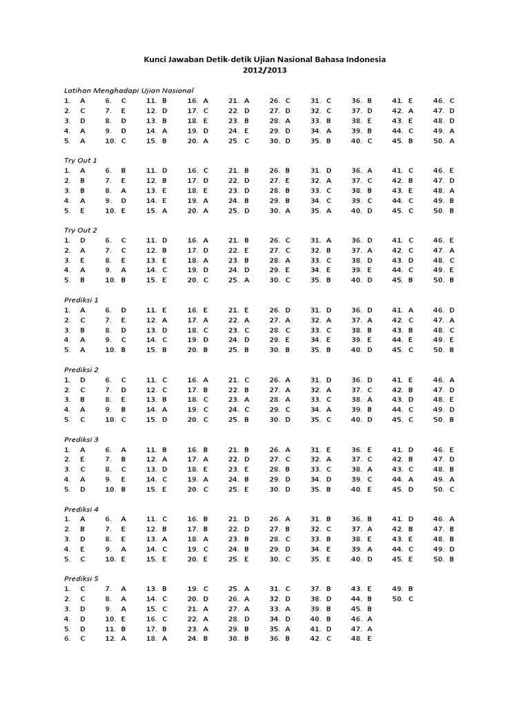 Kunci Jawaban Detik-detik Bahasa Indonesia Pdf