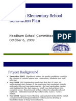 Newman Elementary School Renovation Plan: Needham School Committee October 6, 2009