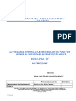 Instructiune Autorizare Electricieni-ssm 1303