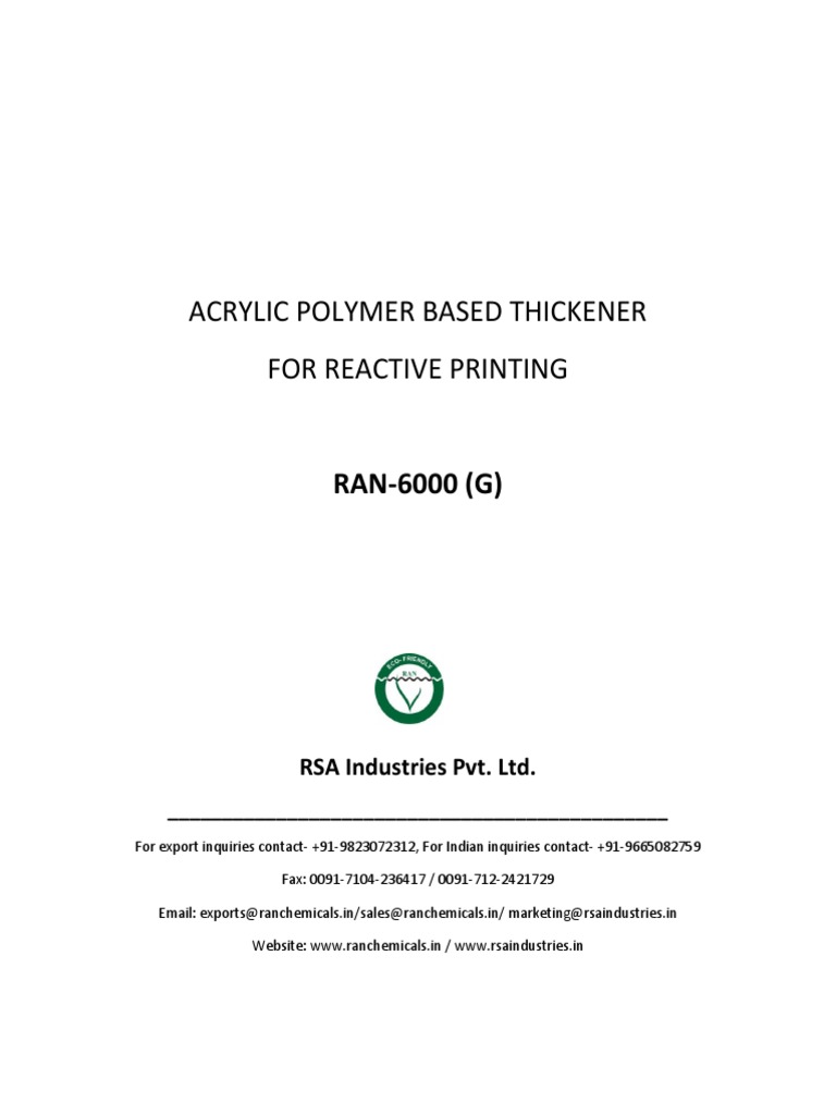 RSA Industries, India Products Textile Printing Thickener