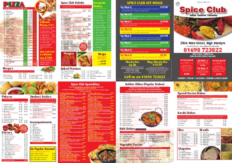 Spice Club Menu Kebab Curry Free 30day Trial Scribd
