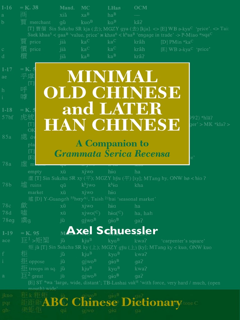 Minimal Old Chinese and Later Han Chinese | PDF | Languages Of Macau |  Phonetics