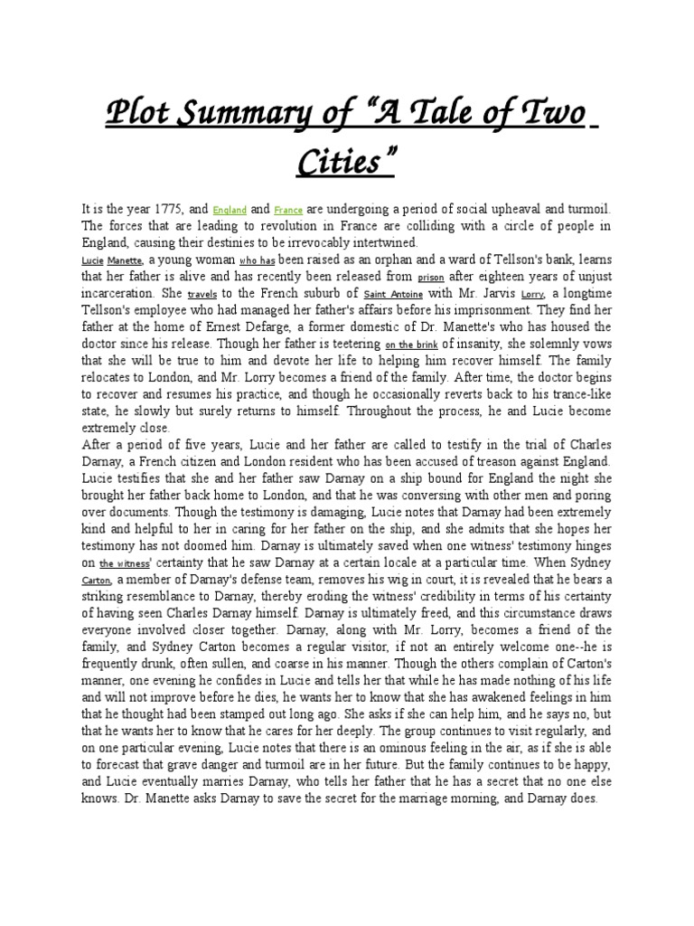 Summary of A Tale of Two Cities | PDF | A Tale Of Two Cities | Books ...