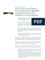 Ford 2013 Annual Report Proxy Statement Highlights Profitable G