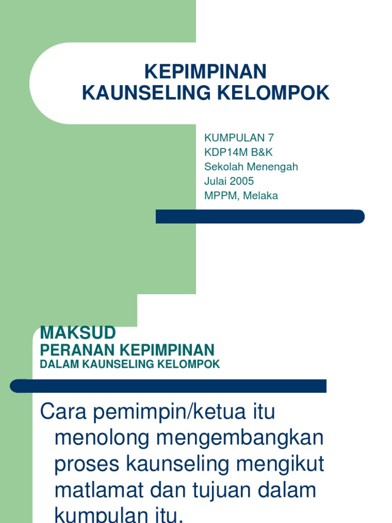 Kepimpinan Kaunseling Kelompok Pdf