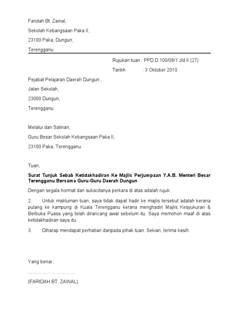 Surat Majikan Bagi Warning Latter