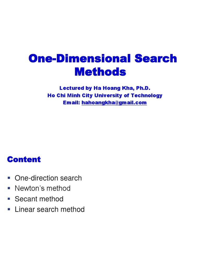 OP03a-One Dimensional Search Methods | PDF | Teaching Methods & Materials
