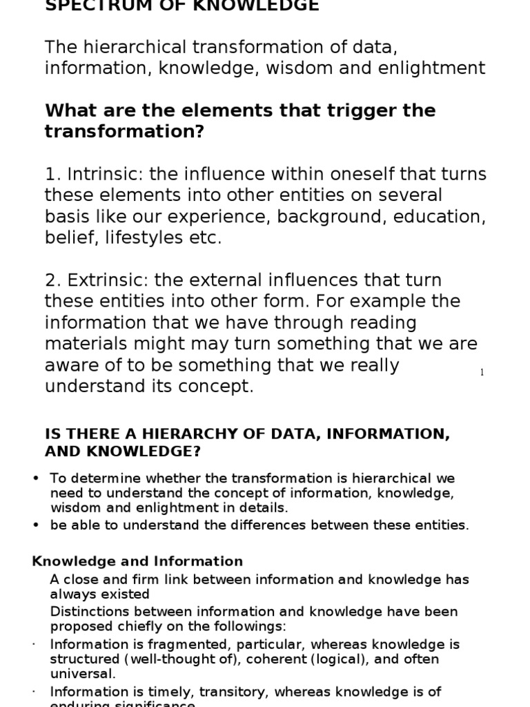Hierarchy of Knowledge and Information | PDF | Information | Data