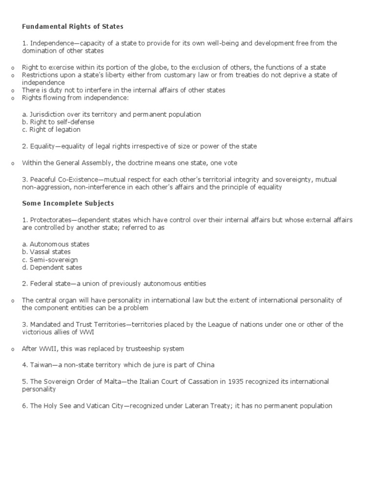Fundamental Rights of States | PDF