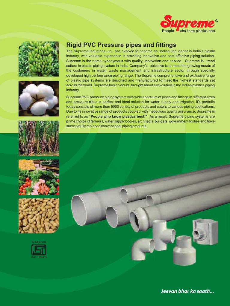 UPVC Pressure Pipes & Fittings Overview | PDF