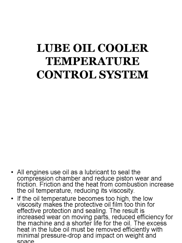 Lube Oil Cooler Temperature Control System PDF Control Theory