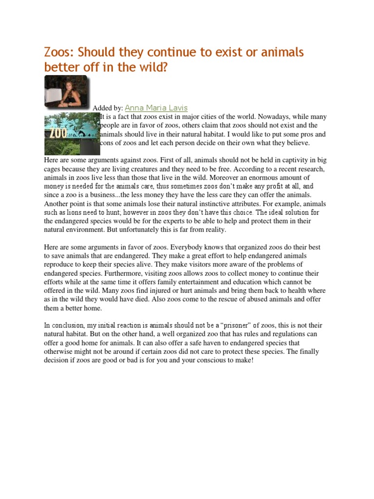 Pros Cons 2 of Zoos PDF Zoo Endangered Species