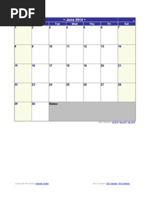 June 2014 Calendar