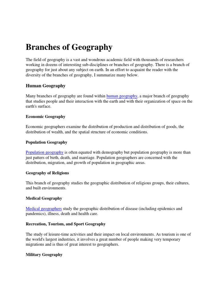 Branches of Geography Geomorphology Geography