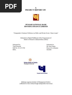 Project On Punjab National Bank Loans Mortgage Loan - 