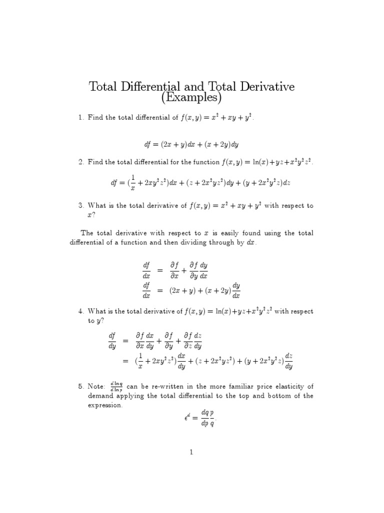 Total Differential Example : Differentiability and the Total ...