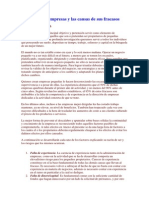 Las Pequeñas Empresas y Las Causas de Sus Fracasos