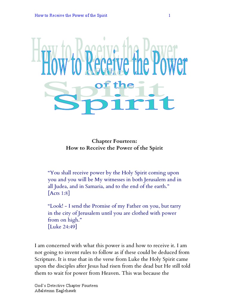 How To Receive The Power Of The Spirit | Pdf | Grace In Christianity | Acts  Of The Apostles