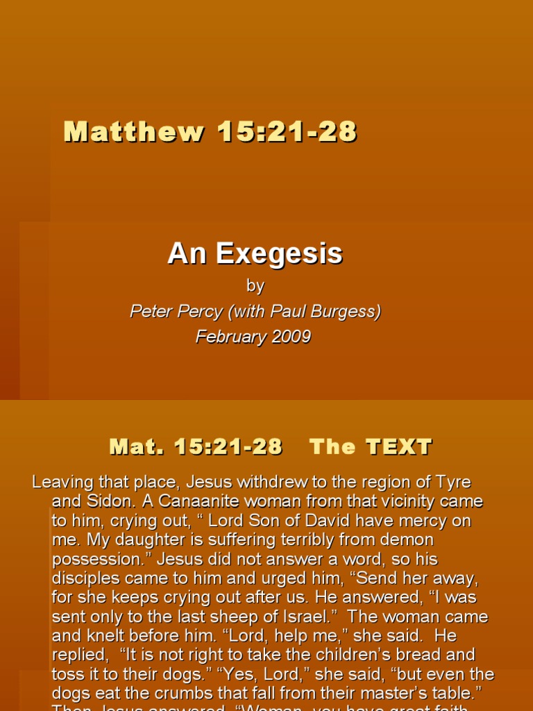 EP4. How To Exegete Matthew 15.2128 WEB V PDF Gospel Of Matthew