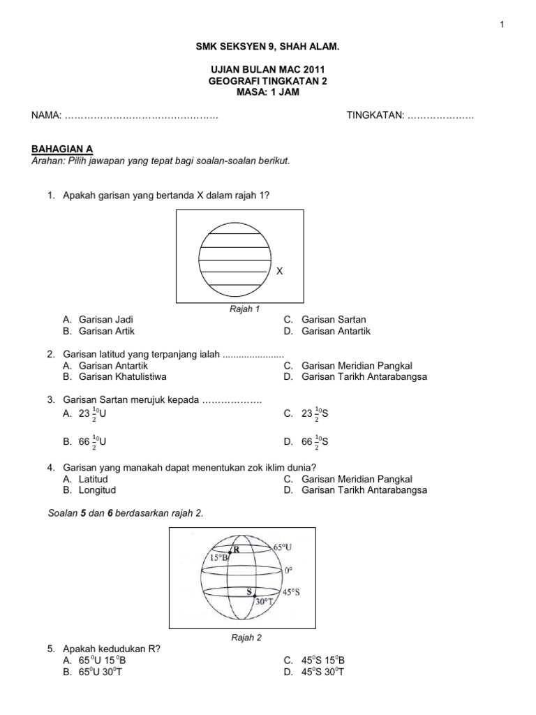 Soalan Ulangkaji Geografi Tingkatan 1 - Pijat Melati