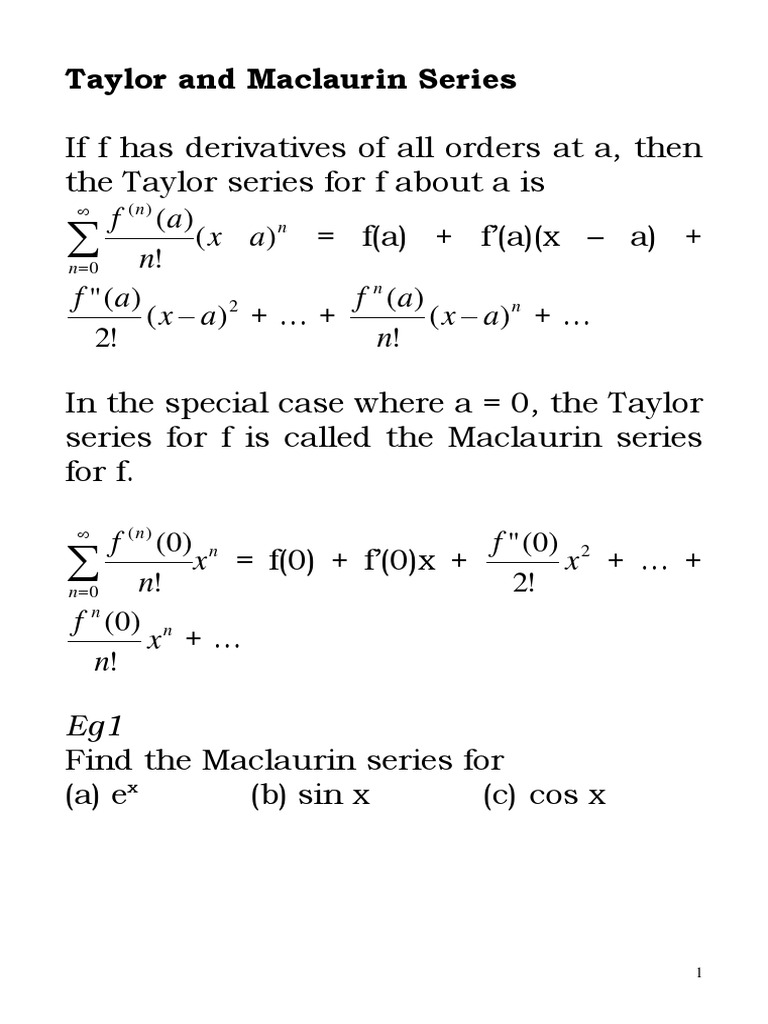 14 Taylor And Maclaurin Series