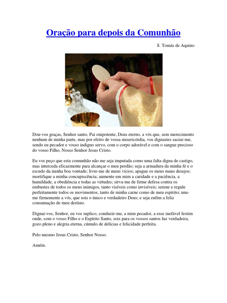 Oração para Depois Da Comunhão | PDF | Gastronomia, comida e vinho ...