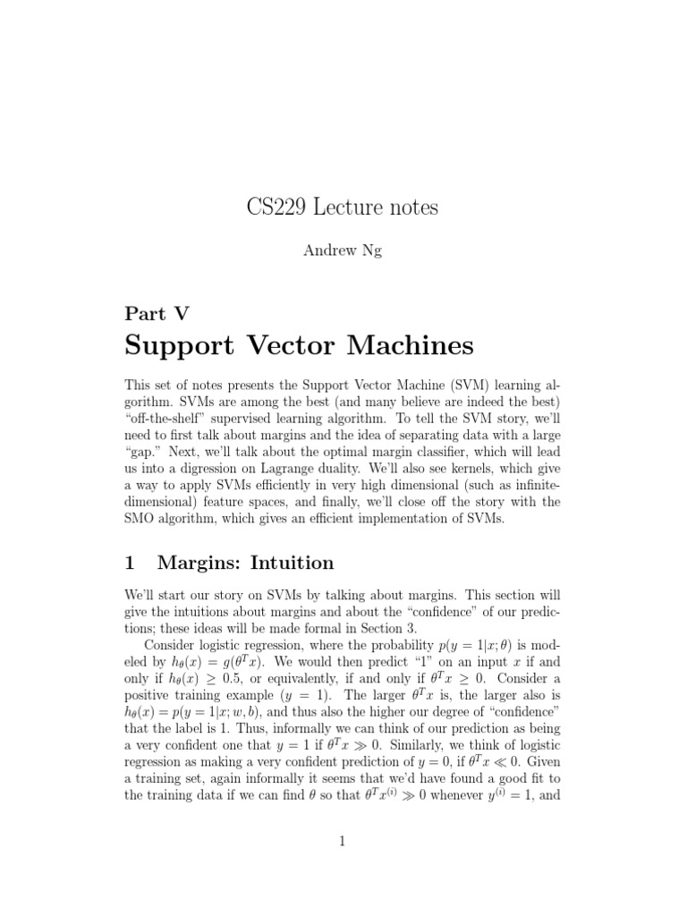 support vector machines andrew ng