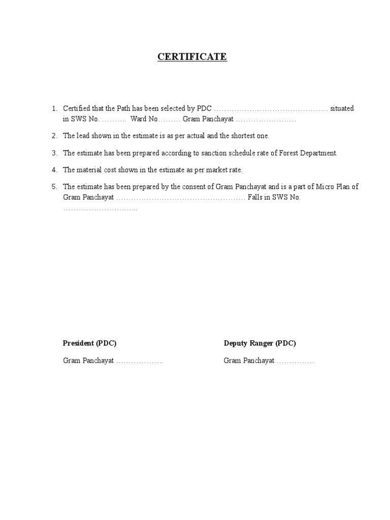Certificate: President (PDC) Deputy Ranger (PDC) | PDF