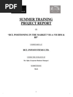 Summer Training Project Report: "HCL Positioning in The Market Vis-A-Vis Ibm & HP"