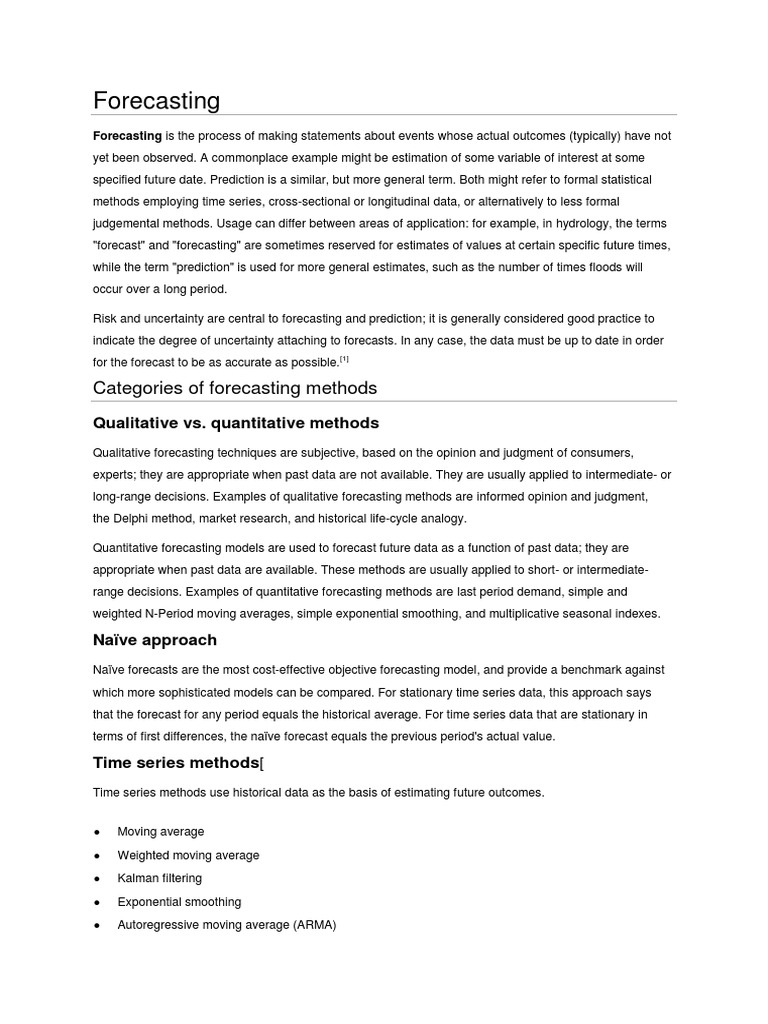 Forecasting: Categories of Forecasting Methods | PDF | Forecasting ...