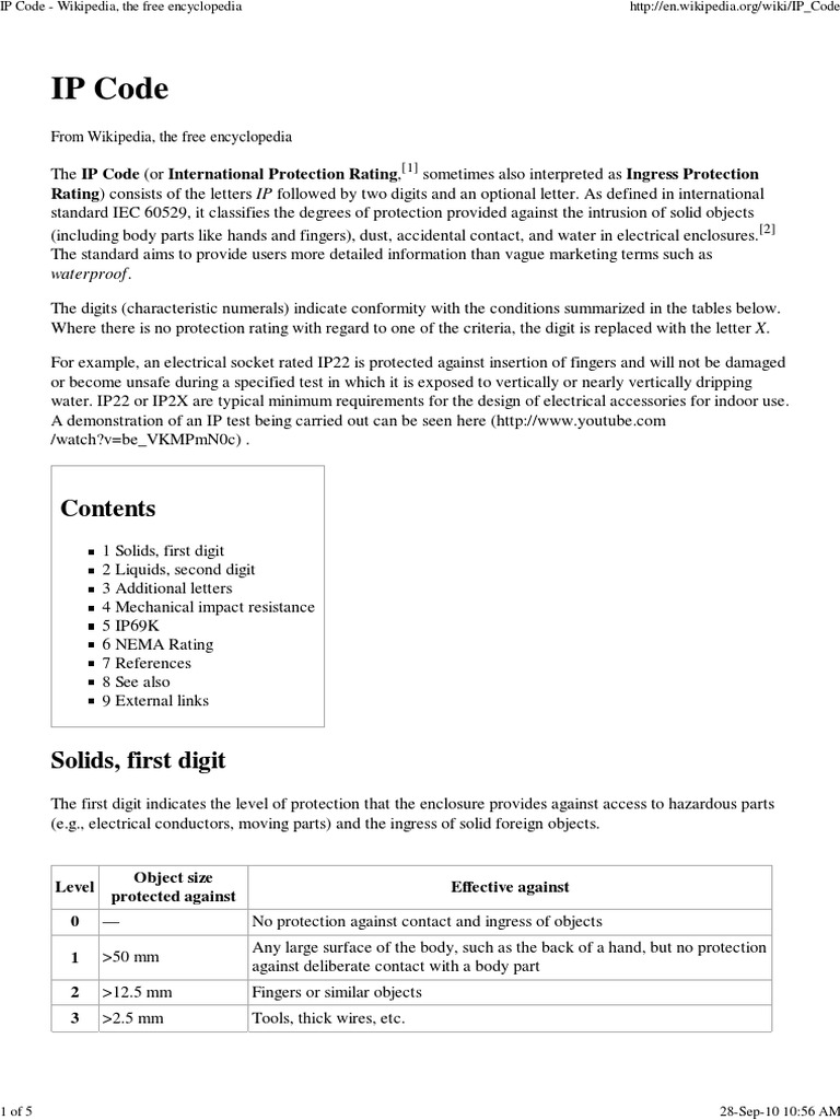 IP Code Standards Electrical Engineering Technology