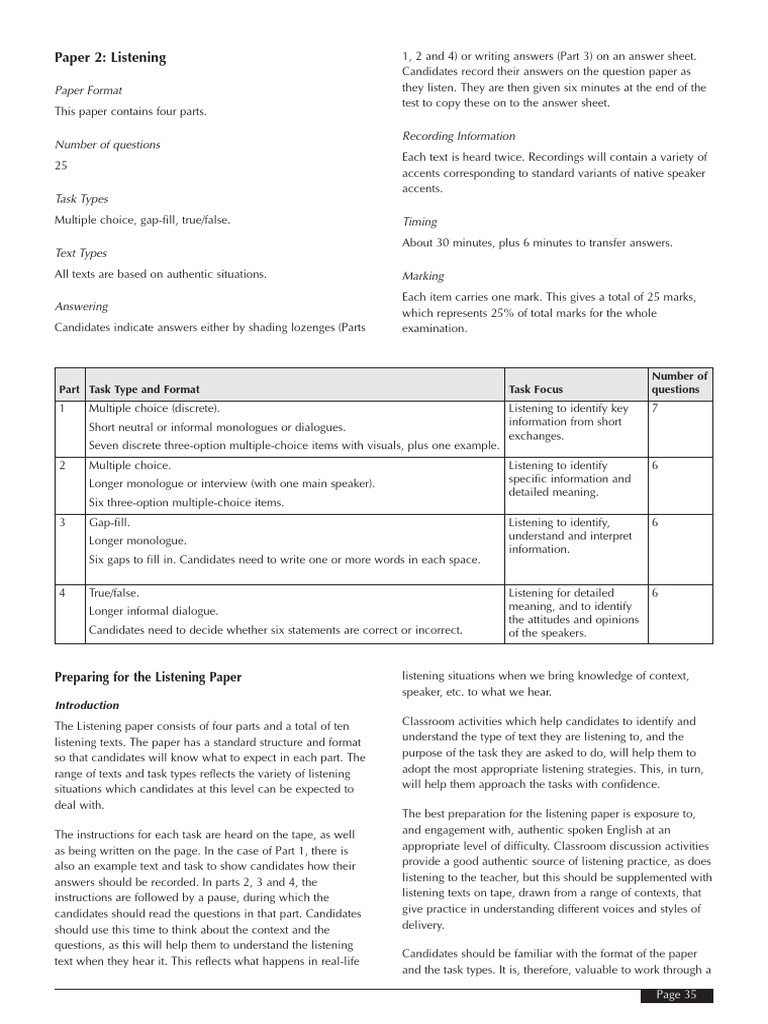 Cambridge PET Handbook Sample Paper 2 Listening | PDF | Language Arts ...