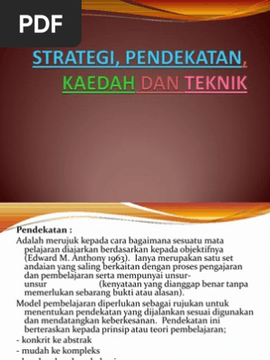 Strategi Pendekatan Kaedah Dan Teknik Pengajaran Pdf