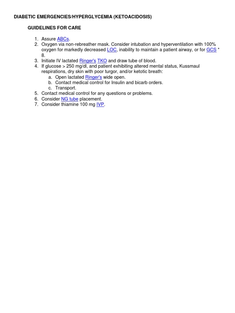 Diabetic Emergency Care Guidelines | PDF | Wellness