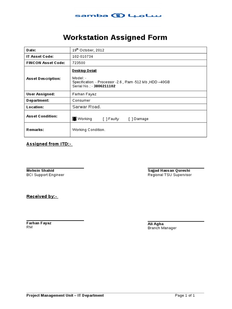 it asset assignment form