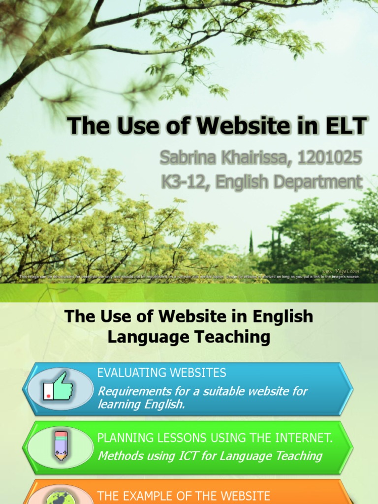 The Use of Website in ELT: Sabrina Khairissa, 1201025 K3-12, English ...