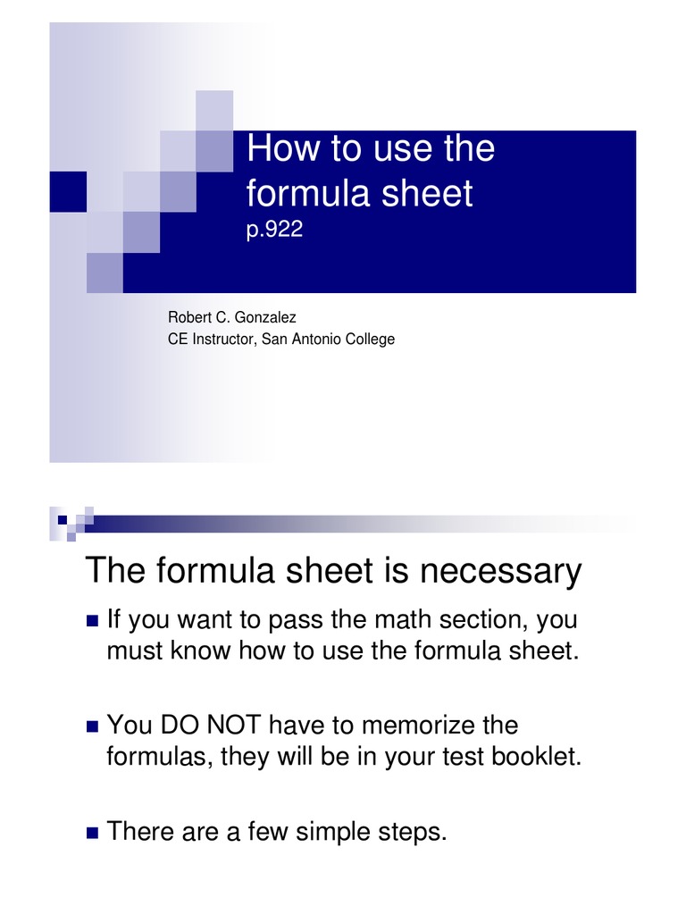 Mastering the Formula Sheet for Math | PDF | Career & Growth | Teaching ...