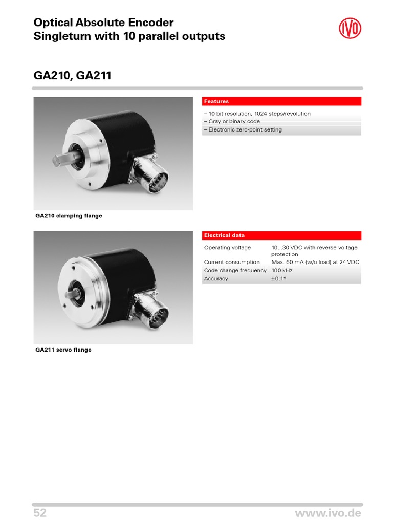 Optical Absolute Encoder Singleturn With 10 Parallel Outputs | PDF ...