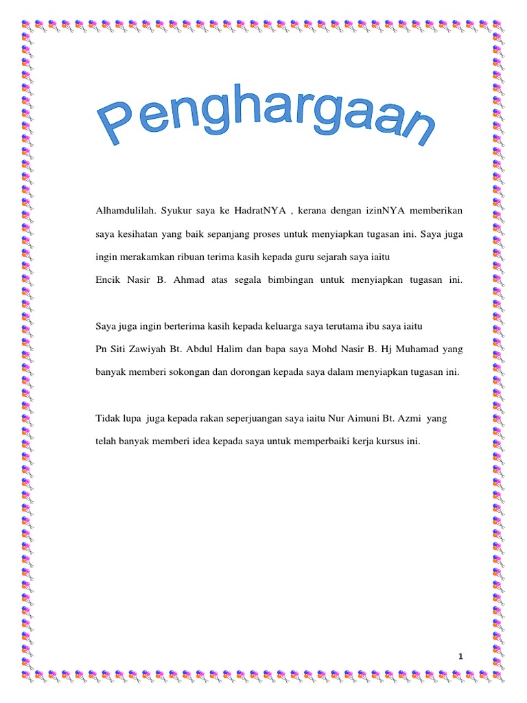 Contoh Surat Pelaksanaan Folio Sejarah