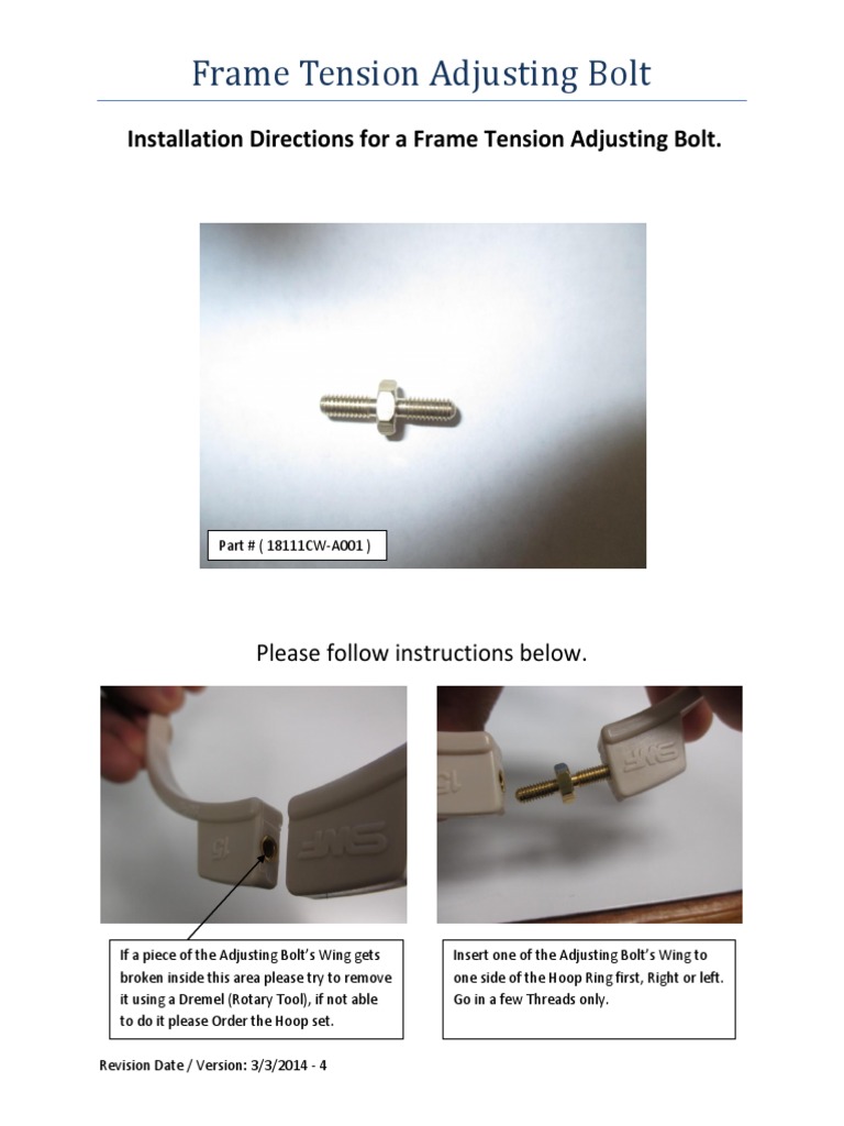 Frame Bolt Installation Guide | PDF