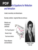 Fresnel's Equations For Reflection and Refraction: Incident, Transmitted, and Reflected Beams