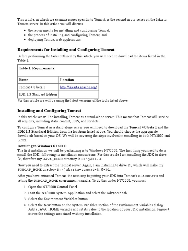 This Article, in Which We Examine Issues Specific To Tomcat | PDF ...