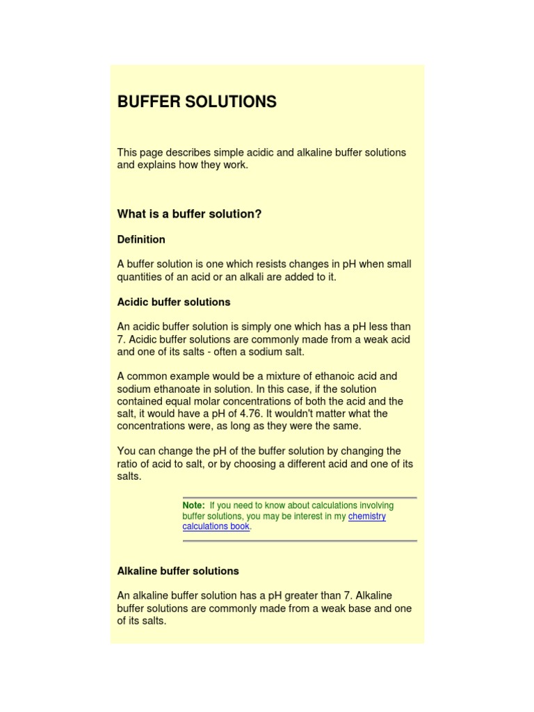 Buffer Action and Concepts Involved | PDF | Buffer Solution | Ph