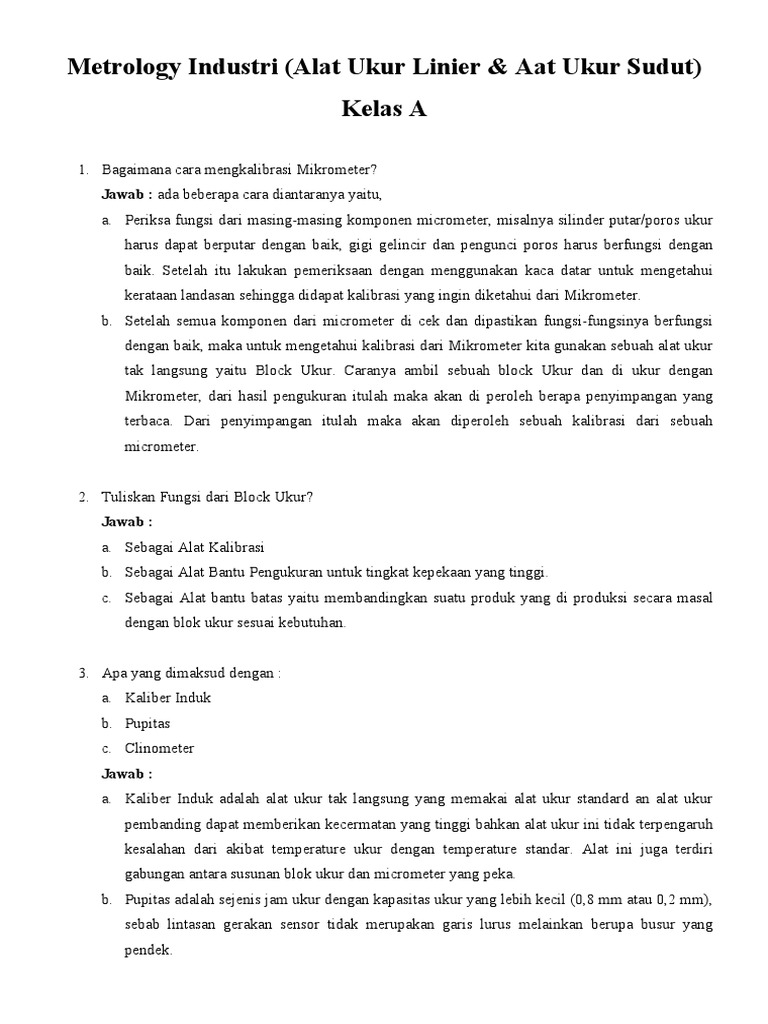 Soal Metrologi Industri