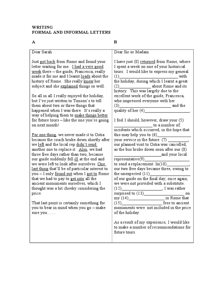 Writing Formal and Informal Letters | PDF