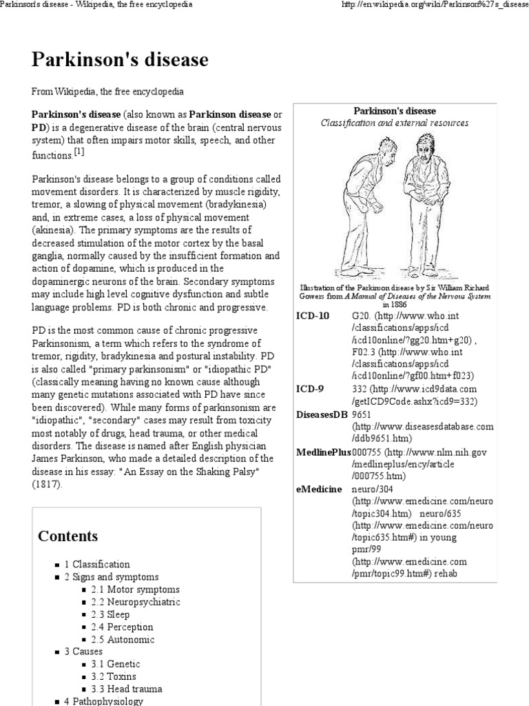Parkinson's Disease Wikipedia, The Free Encyclopedia PDF Parkinson's Disease Dopamine