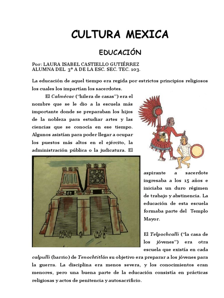 Ensayo De Alumnos La Educacion En La Cultura Mexica Sacerdote Nobleza