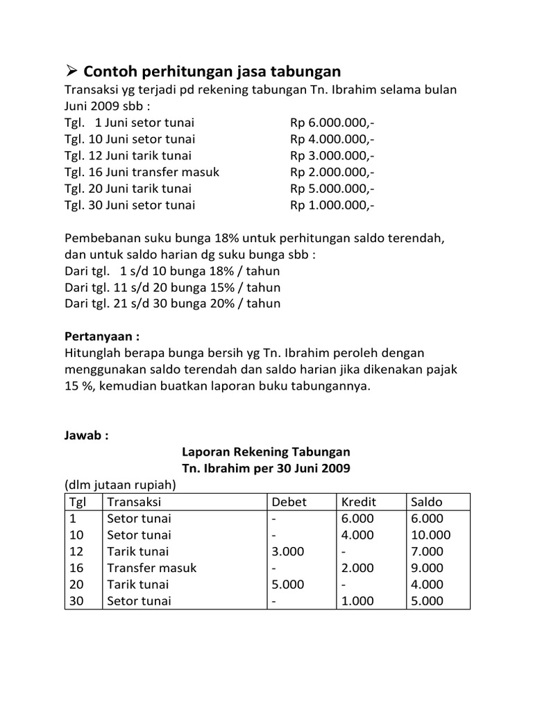 Perhitungan Jasa Tabungan
