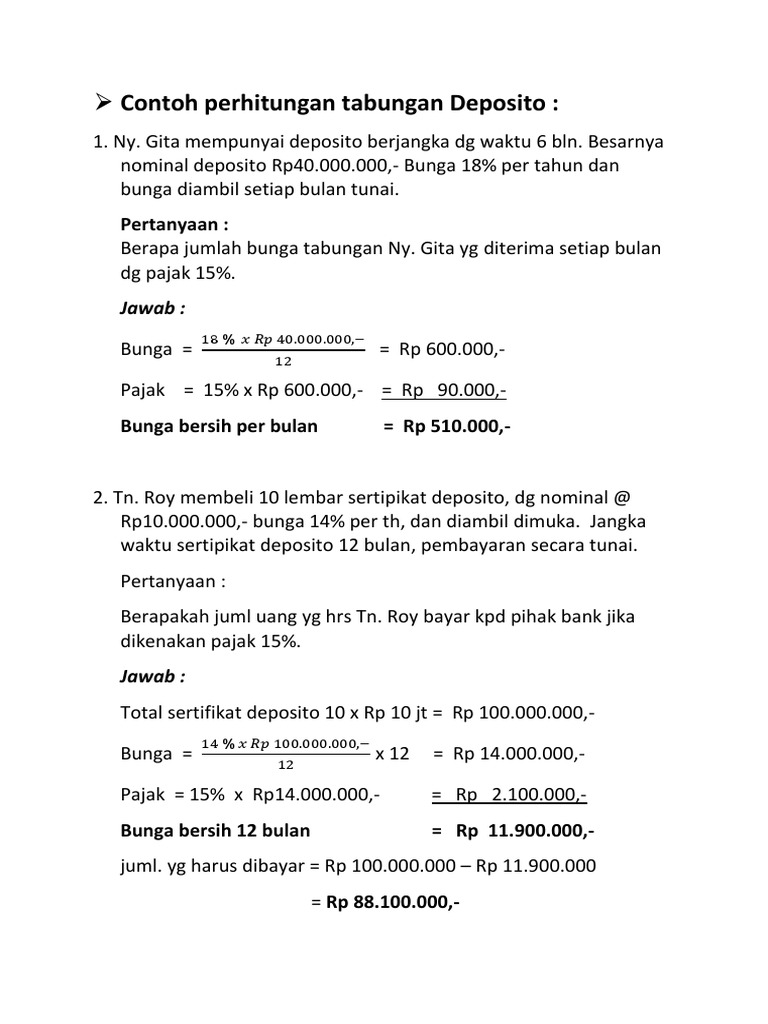 Perhitungan Jasa Deposito