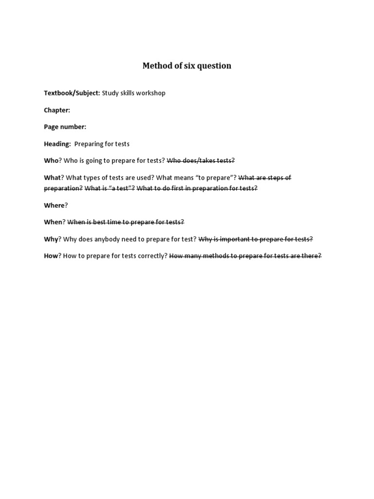 Method of Six Question: Preparation? What Is 